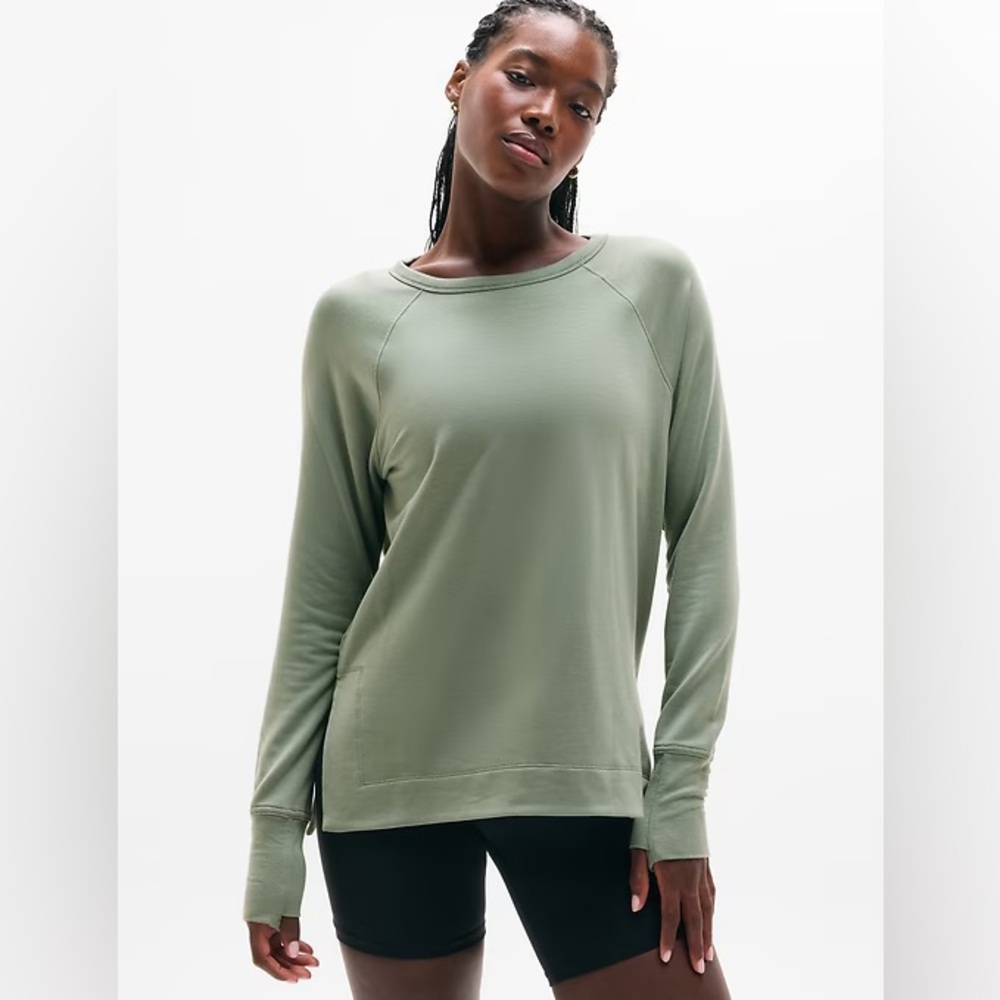 Athleta Coaster Luxe Recover‎ Sweatshirt In Cacti Green Size XXS